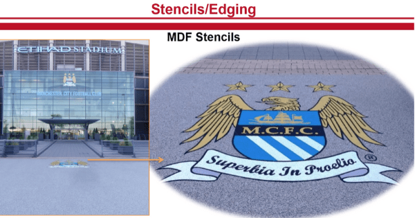 Image showing the mdf stencil resin floor created for Manchester City Football Club